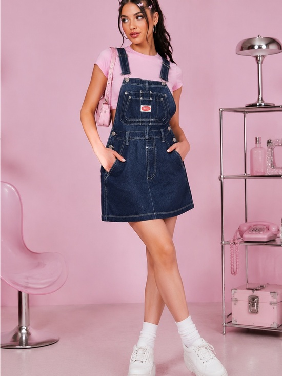 Revo Dresses & Skirts - REVOLT Y2K “90s style Denim Overall Dress Medium Dark Wash Pinafore Jumper